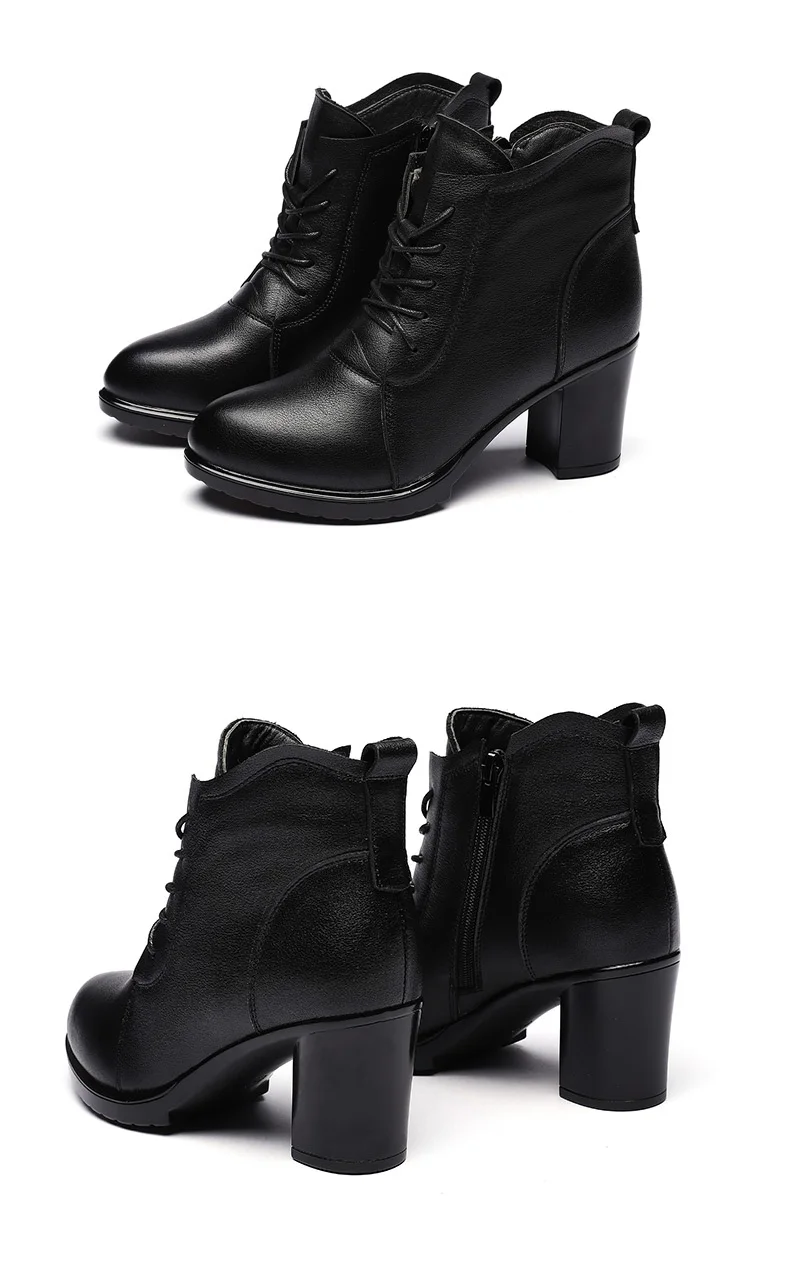 GKTINOO/; осенне-зимние ботинки; женские ботильоны из натуральной кожи на высоком каблуке; пикантные женские ботинки на толстом каблуке с острым носком и боковой молнией