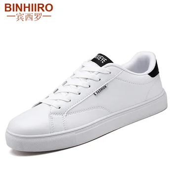 

2019 High quality Men's Casual Shoes Fashion Sports lace-up Flat Shoes Spring Autumn PU Outdoor Jogging Sneakers Male 8614