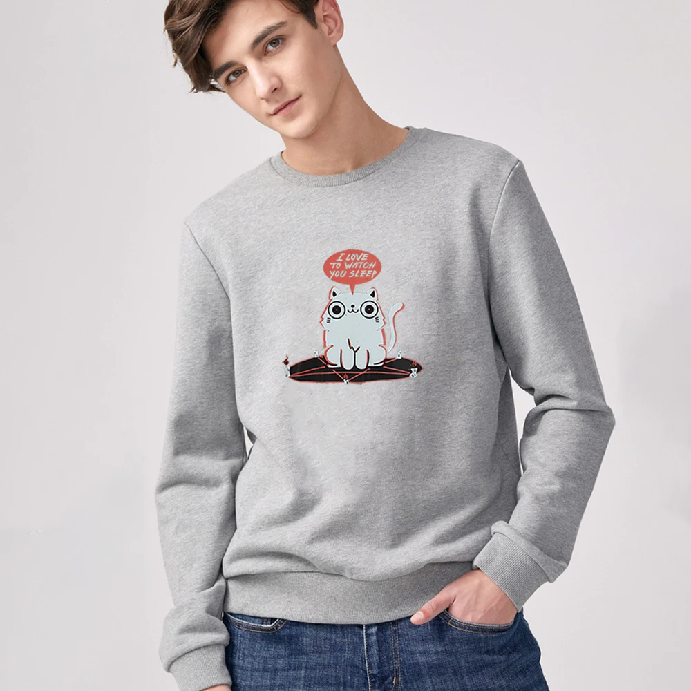 

Sweatshirts I Love To Watch You Sleep Cartoon Cat Print Sweatshirt Men Oversized Hip Hop Hoodie Mens Street Fashion Tracksuit