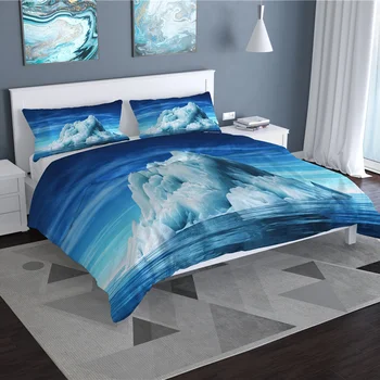 

Blue Glacier 3D Printed Bed Linen Single Double Natural Scenery Duvet Cover Set Queen King Twin Bedspread For Kids Bed Bed Cloth