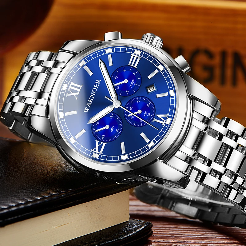 Relojes Hombre часы мужские роскошные Брендовые спортивные часы с хронографом водонепроницаемые полностью стальные часы мужские часы Relogio Masculino