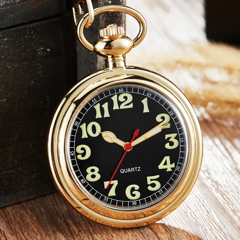 Retro Vintage Copper Pocket Watch Necklace Chain Pendant Antique Steampunk Mens Quartz Pocket Watches New