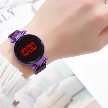 

Simple LED Digital Quartz Watch Mesh Strap Sport Wristwatch for Women Jewelry Gift Men Alloy Band Simple Style Watch