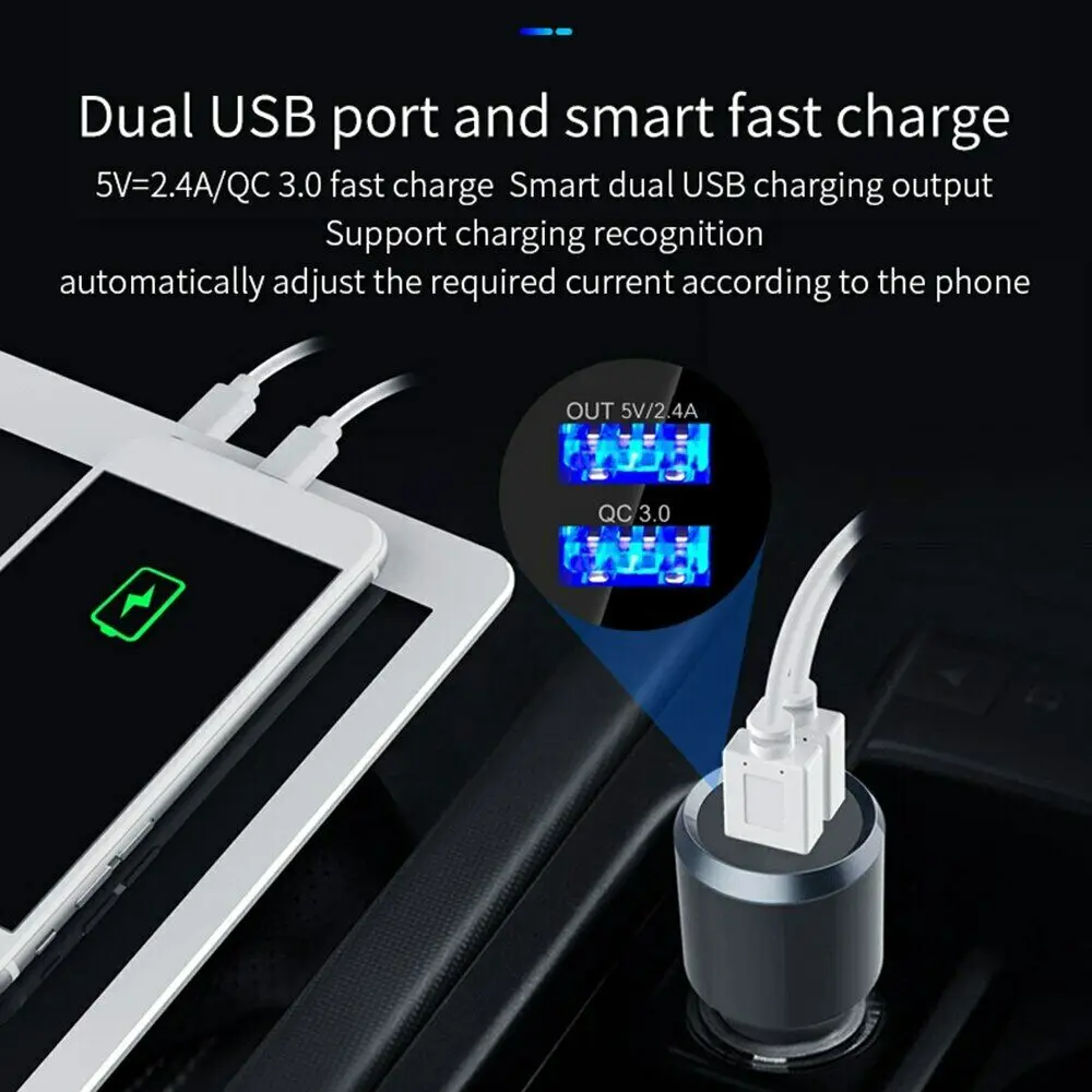 Автомобильное зарядное устройство QC3.0, bluetooth 5,0, fm-передатчик, Автомобильный MP3-плеер, двойной USB, быстрая зарядка, с картой TF, воспроизведение музыки, макс. 3 А, для HUAWEI