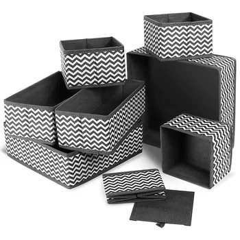 

Fabric Dresser Drawer Dividers Set of 8 Wardrobe Closet Organizers Foldable Storage Box for Socks Underwear Bras Ties Toys