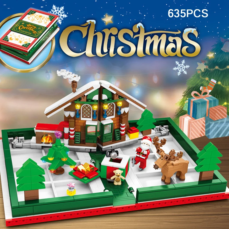 

Christmas gift Santa Claus elk figures building bricks xmas scene book blocks education toys collection for children gifts