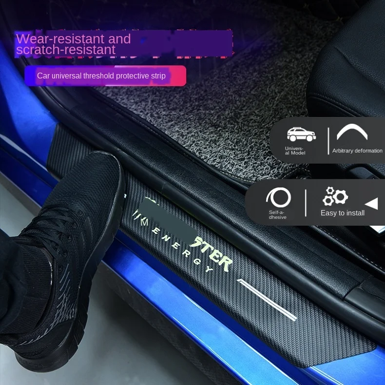 

4pcs Universal Car Door Sill Sticker Carbon Fiber Scuff Cover Protector Anti-Scratch Auto Waterproof Sticker Car Decor