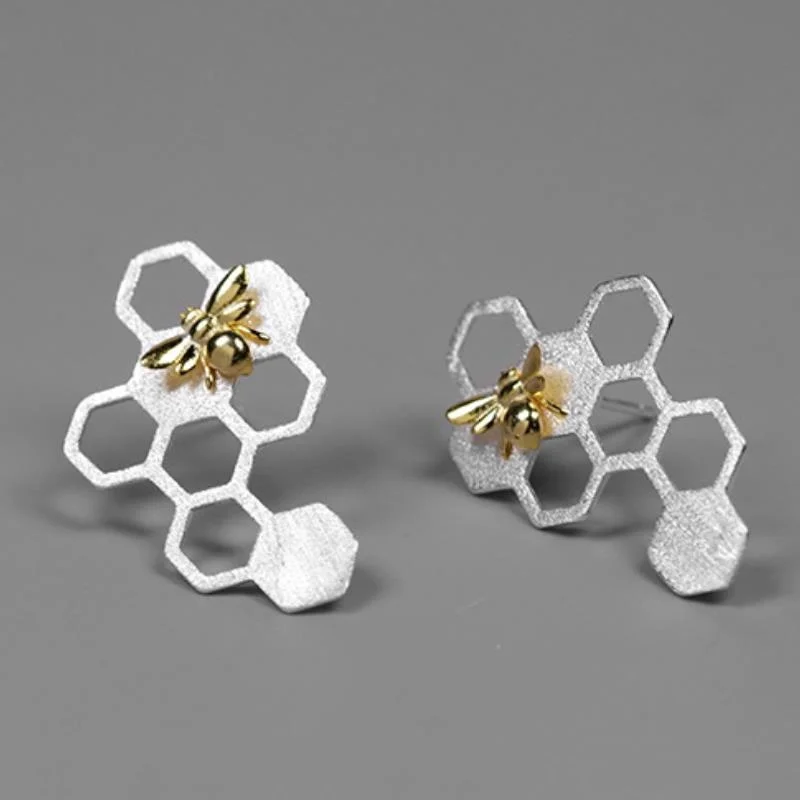 Женские серьги в виде сот из серебра 925 пробы|fashion stud earrings|stud earringsstatement earrings |