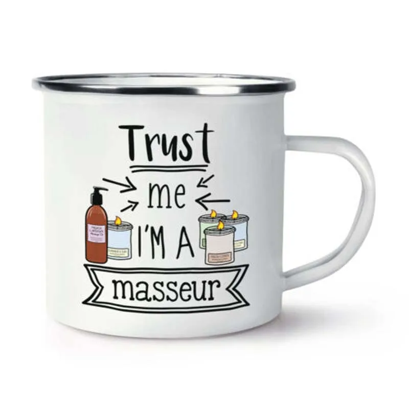 Пользовательское имя из нержавеющей стали походная кофейная кружка Trust Me I'm Shopaholic эмалированная Кружка Чашка на день рождения Рождество на открытом воздухе металлическая глянцевая