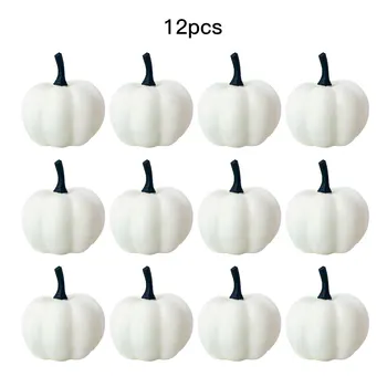 

12pcs Artificial Pumpkins Foam Pumpkins With Black Handle For Thanksgiving Halloween Decoration Fall For Home Farmhouse Harvest