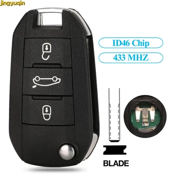 

Jingyuqin Remote Car Key Control 434MHZ ID46 Chip For Peugeot 208 2008 301 308 5008 508 Citroen C4 Cactus Hella HU83 3 Buttons