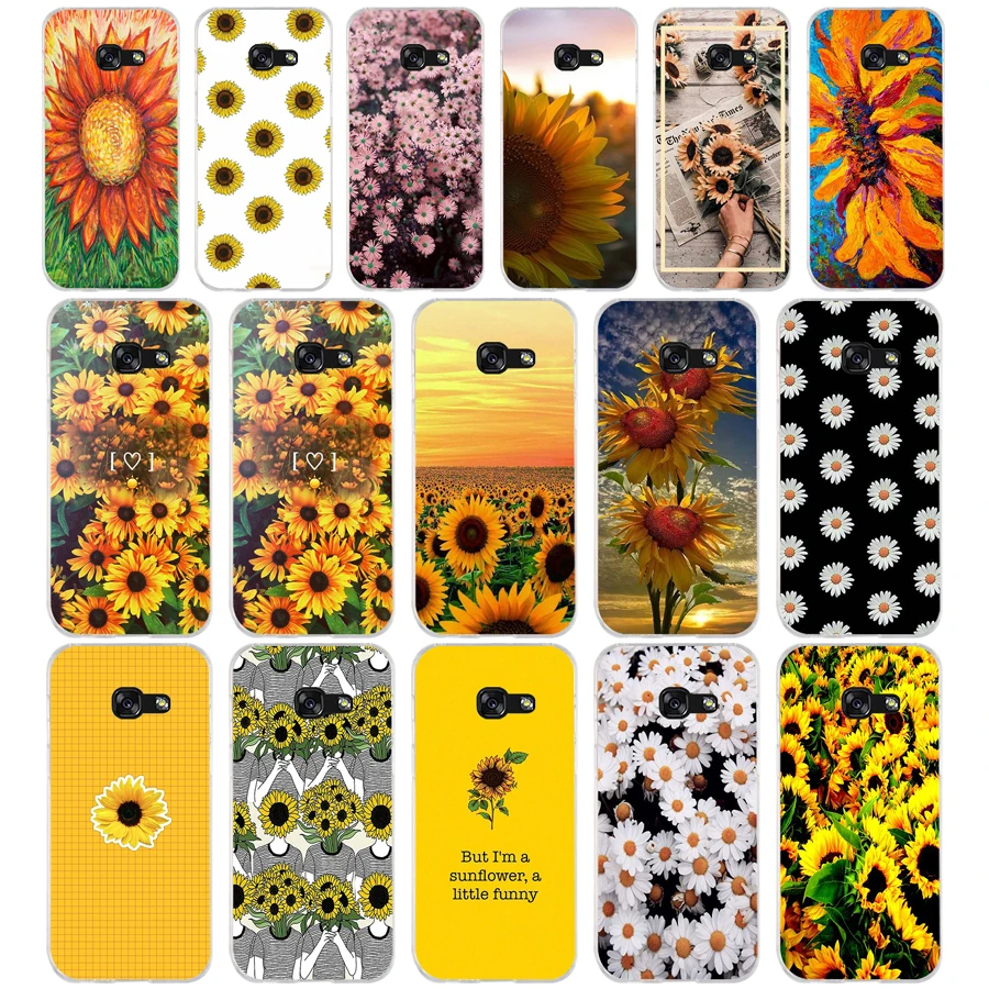 268Sd Girasole Fiore Floreale Custodia Morbida In Silicone Tpu Cover Per Samsung A3 A5 A6 Plus A7 A8 A9 Star Lite S 6 7 8 9