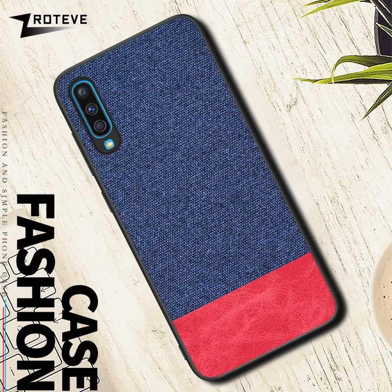 

For Samsung A50 Case TPU Edge Canvas Back Cover Cloths Fabric Cover For Samsung Galaxy A10 A20 A30 A40 A50 A60 A70 Phone Case
