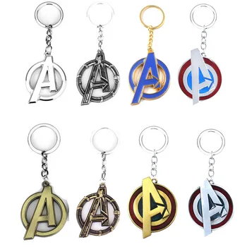 

Wholesale 20pcs Movie Avengers 4 Blue Letter A Logo Keychain for Fans Jewelry Accessories Car Keyrings Gift