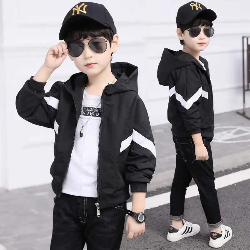 

BOY'S Autumn Clothing Coat 2019 Autumn New Style Korean-style Children Hooded Jacket Spring And Autumn Big Boy Fashion-Western S