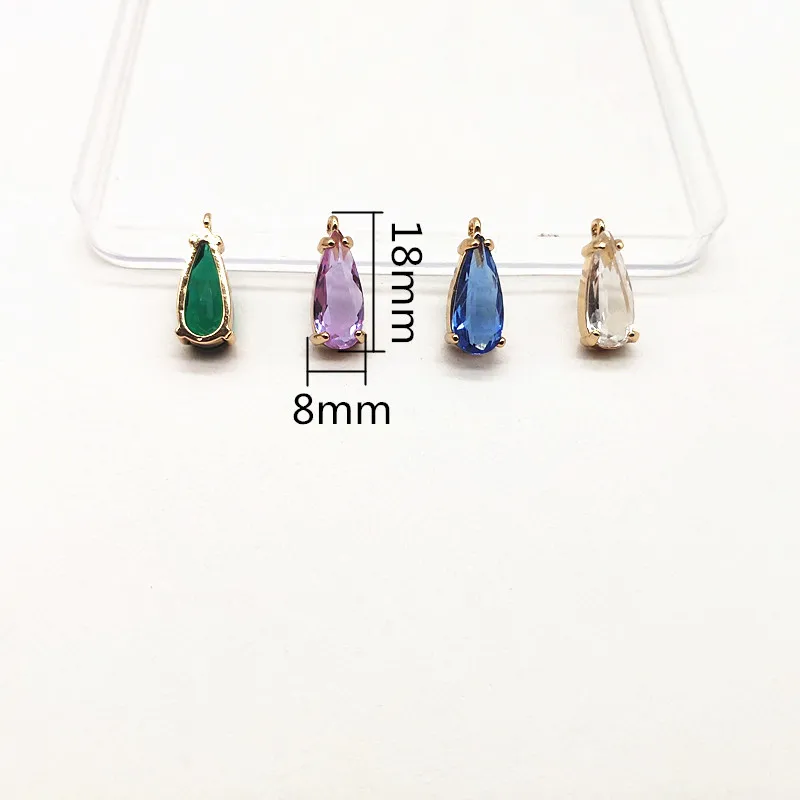 New arrival! 18x8mm 50pcs Copper with Glass drop-shape charm for earrings accessories,Earring parts,jewelry making DIY