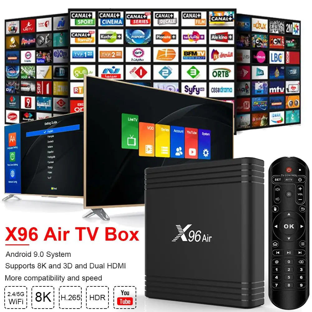 X96Air Smart tv Box 4K S905X3 64 бит четырехъядерный видео плеер 2,4G 5G Hz wifi медиа-бокс для Android 9,0 операционная система