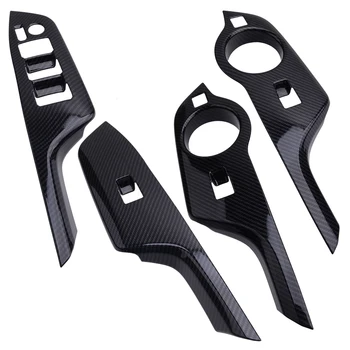 

ABS 4pcs Carbon Fiber Style Inner Window Lift Switch Panel Cover Trim Fit for Toyota C-HR CHR 2016 2017 2018 2019