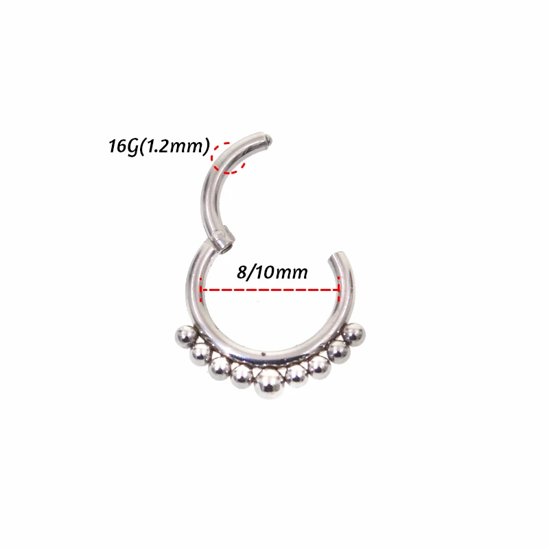 1.2x8/10mm Steel Hinged Segment Nose Rings Nipple Clicker Ear Cartilage Tragus Helix Lip Piercings Unisex Fashion Jewelry - Image 2