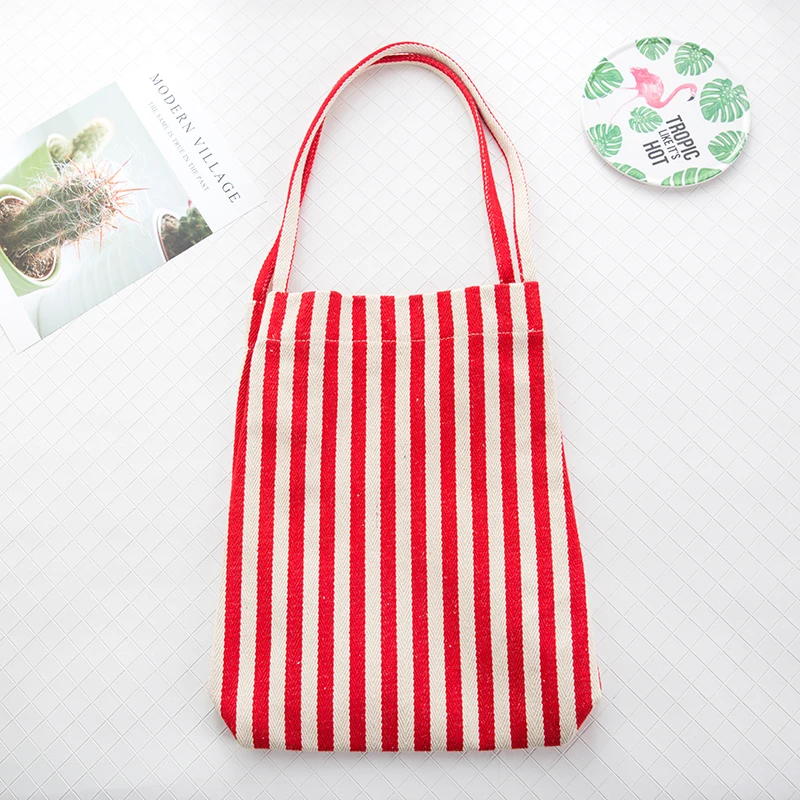 Большая вместительная полосатая Хлопковая Сумка через плечо, Экологичная сумка для покупок, сумка для переноски, сумка через плечо, женская сумка для отдыха