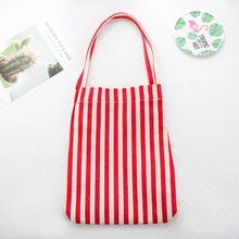 Большая вместительная полосатая Хлопковая Сумка через плечо, Экологичная сумка для покупок, сумка для переноски, сумка через плечо, женская сумка для отдыха