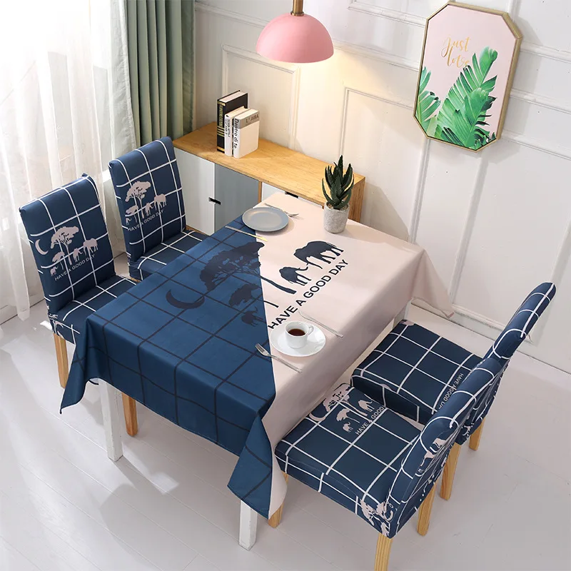

Waterproof Nordic small fresh fabric home decoration tablecloth tablecloth table and chair set elastic all-inclusive chair cover
