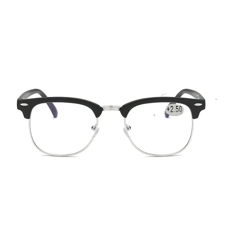 Seemfly, анти-синий светильник, полуоправа, очки для чтения, для женщин и мужчин, ретро очки для дальнозоркости, очки с диоптрией+ 4,0, унисекс