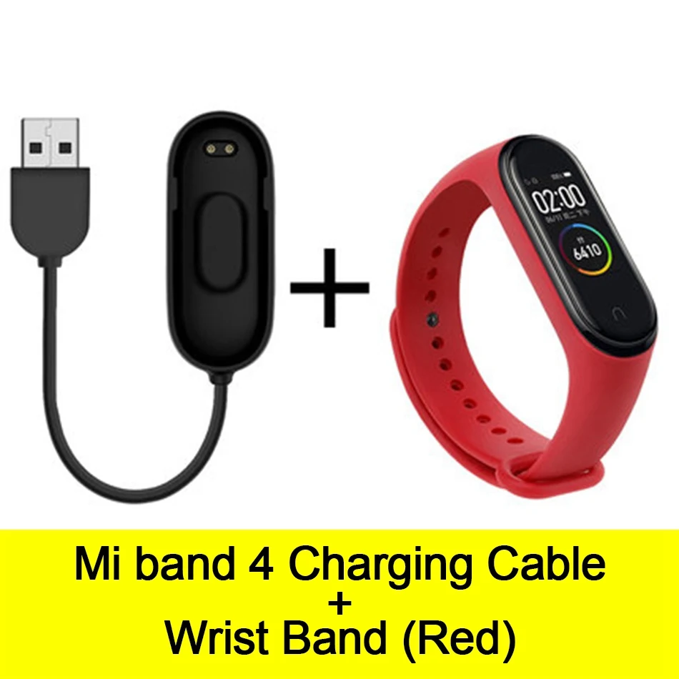 Usb-кабель для зарядки mi Band 4, шнур для зарядного устройства, Сменный Адаптер для Xiao mi Band 4, NFC, линия для зарядки+ браслеты - Цвет: Cable-Red