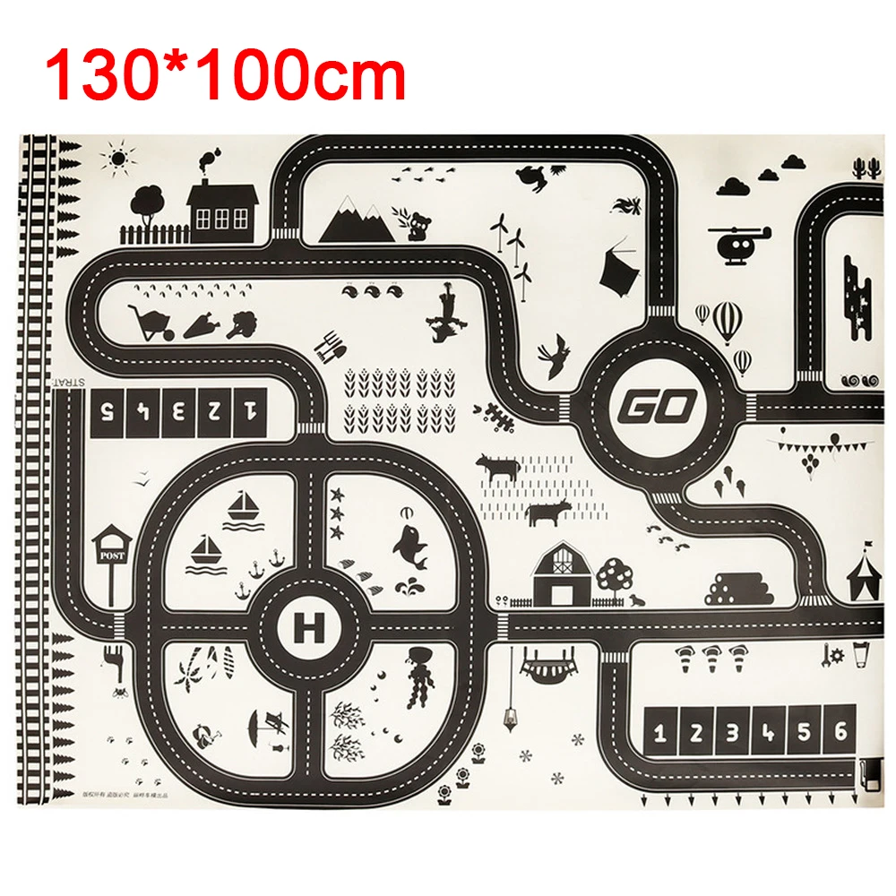 130*100 см большой городской дорожный Автомобильный парк Игровой Коврик нетканый водонепроницаемый детский автомобильный игровой коврик игрушки для детей коврик для мальчика автомобиль N2150N10
