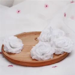 Elegant Gold Silk Rose Heads - Set of 12, Assorted Colors for DIY Wedding and Home Décor (WHITE)