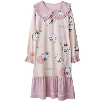 

2020 Autumn WinterWomen's Long Cotton Sleepwear Home Nightshirt Women Causal Sleepwear Loose Ladies Nightgown Women Dress