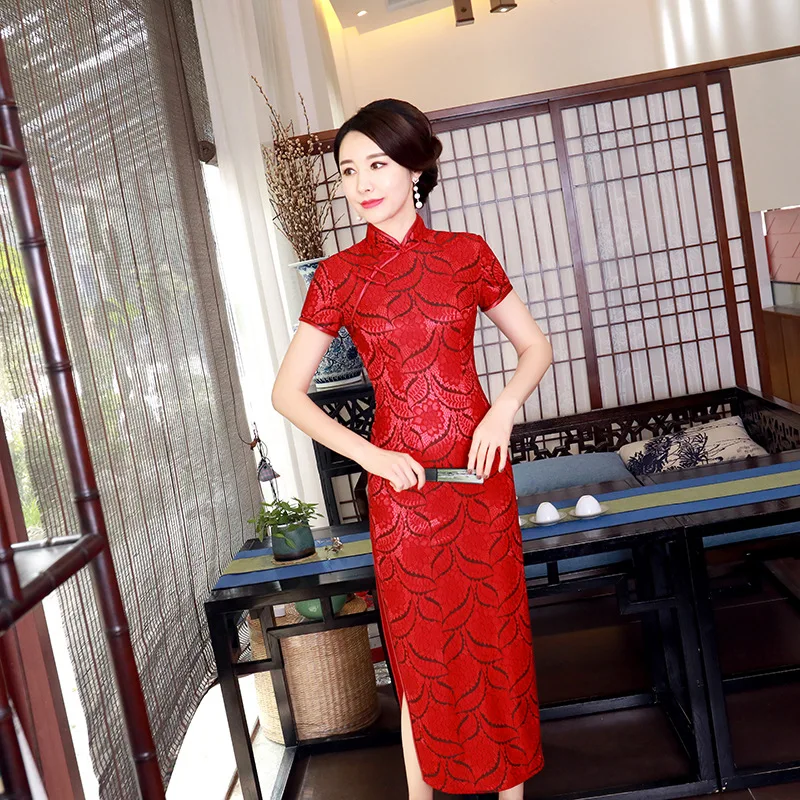 New Cheongsam Long Dress Novelty Mother Dress Retro Performance Lace Women Beautiful Long Qipao Chinese Qipao Clothing
