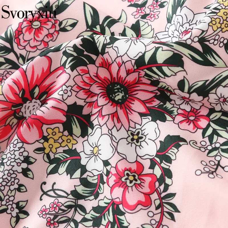 Svoryxiu Runway дизайнерское осеннее длинное платье женские элегантные расширяющиеся к низу рукава с цветочным принтом высокого качества Макси платья Vestdios