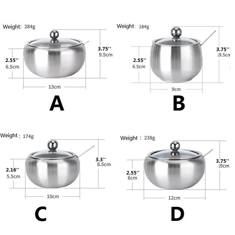 Сахарница графинчик из нержавеющей стали с крышкой и ложкой солонка соус графинчик банка для приправ бак для специй и перца кухонный инструмент для приготовления пищи