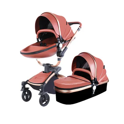 Aulon babyfond искусственная кожа 360 градусов вращения детская коляска, kinderwgen, 3 в 1 система путешествия сиденье с люлькой детская коляска