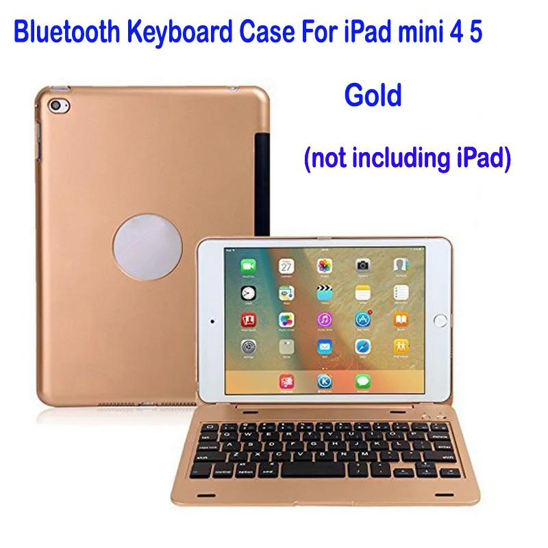 Портативный тонкий беспроводной Bluetooth клавиатура чехол для Apple Ipad Mini 1 2 3 4 5 - Цвет: For Mini 4 5 Gold