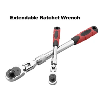 

1/2" 72-Tooth Automatic Quick-Release Ratchet Wrench Extendable Long Handle Socket Ratchet Set Repair Tool for Vehicle Auto