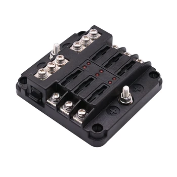 

Independent positive and negative one-in and multiple-out fuse box with LED indicator [1 in 6 out]