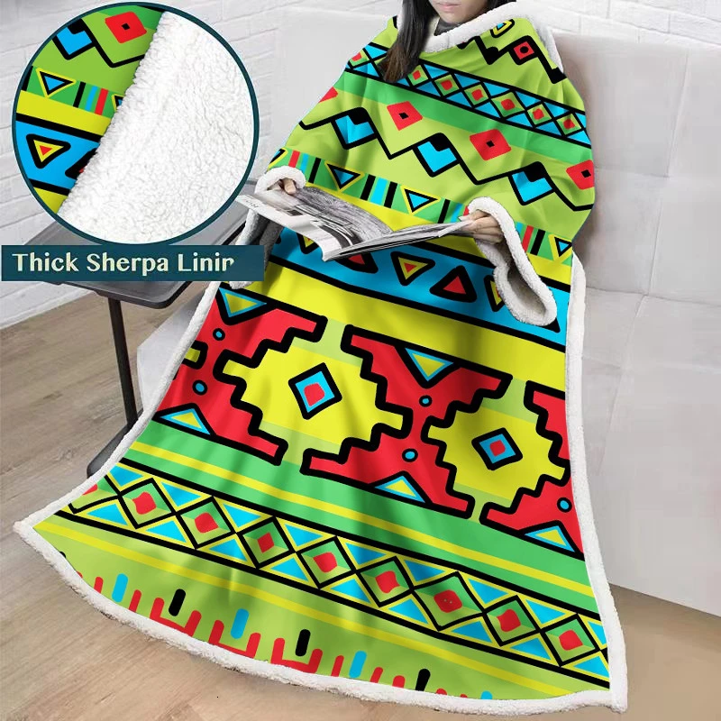 Model 6 Super Soft Winter Warm Fleece Cloak Blanket Creative Long Sleeves Throw Blanket for Travel Airplane Train Nap Blanket - Цвет: Model 6