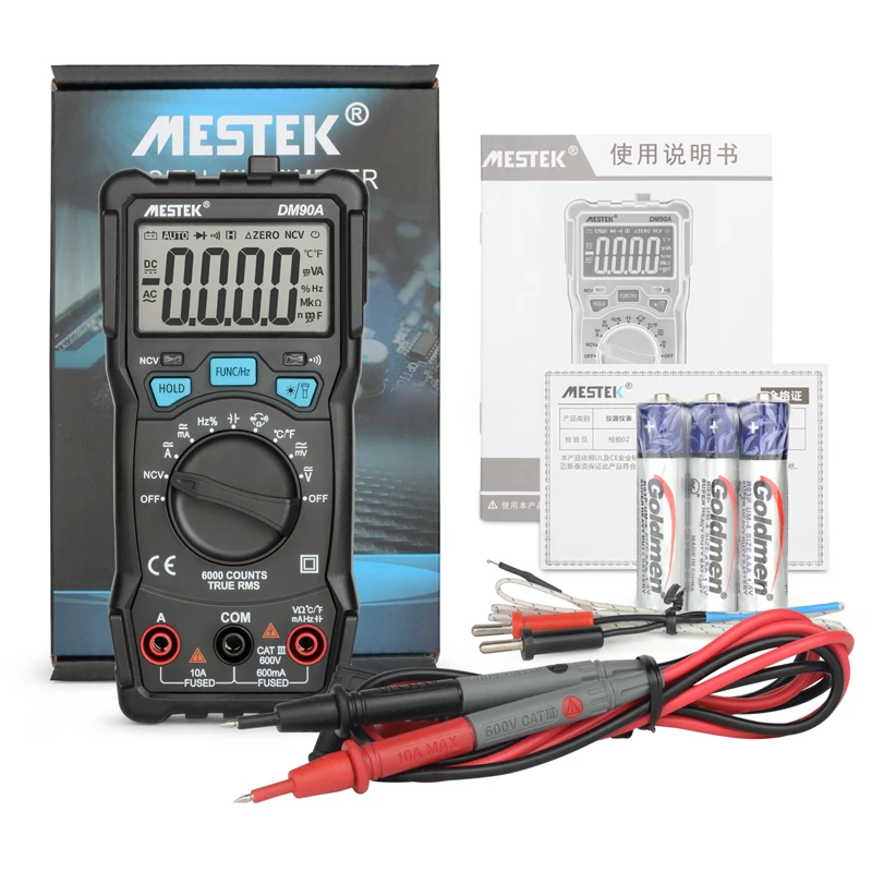 MESTEK DM90 Цифровой мультиметр 6000 отсчетов цифровой профессиональный с ЖК дисплеем