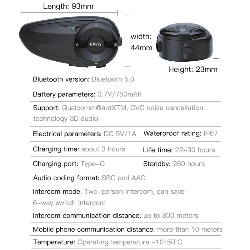 EJEAS Q7 Intercom Moto Duo pour 2 Casques, Système d'Interphone de Casque  de Moto Bluetooth 5.1 avec Son Stéréo et Paire Rapide pour l'équitation, Le  Ski et l'alpinisme (Lot de 2) 