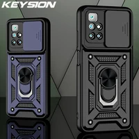 KEYSION odporny na wstrząsy futerał do Redmi 10 uwaga 11 10 Pro 11T 10S 9 Push Pull ochrona aparatu telefon pokrywa dla POCO M3 M4Pro F3 X3 GT 1