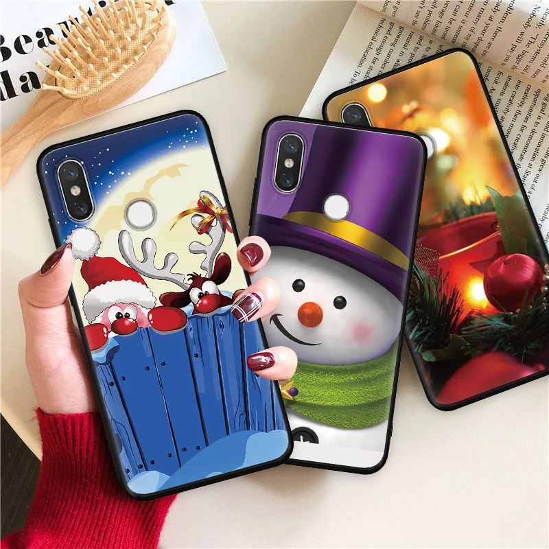 

Merry Christmas For Xiaomi Redmi Note 7 5 S2 6 Pro Plus 7S 4 4X Mi 9 8 A3 CC9 CC9e A1 A2 Lite Pocophone F1 Explorer Glitter Case