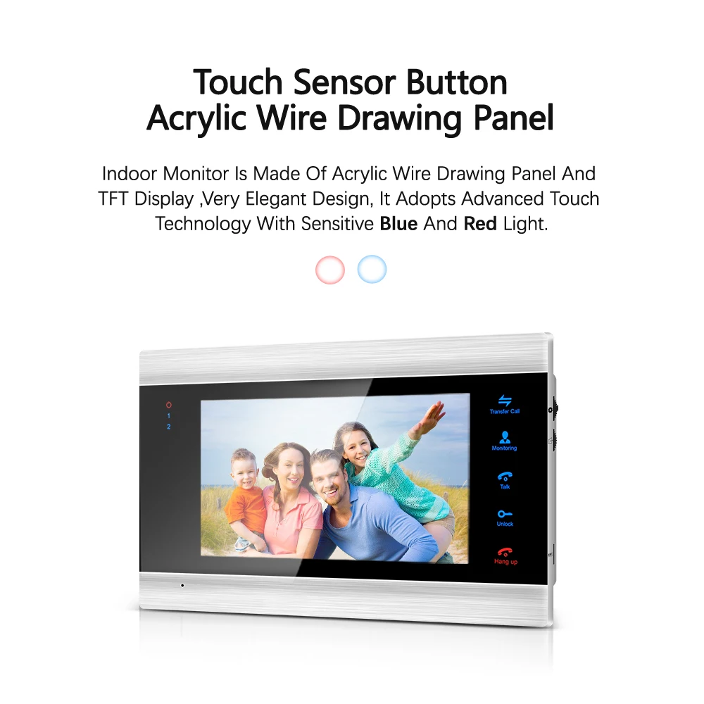 7"Color 2LCD Video Door Phone Home Security Intercom System+2Waterproof Mini Doorbell Camera Multi-language menu 1200TVL Camera