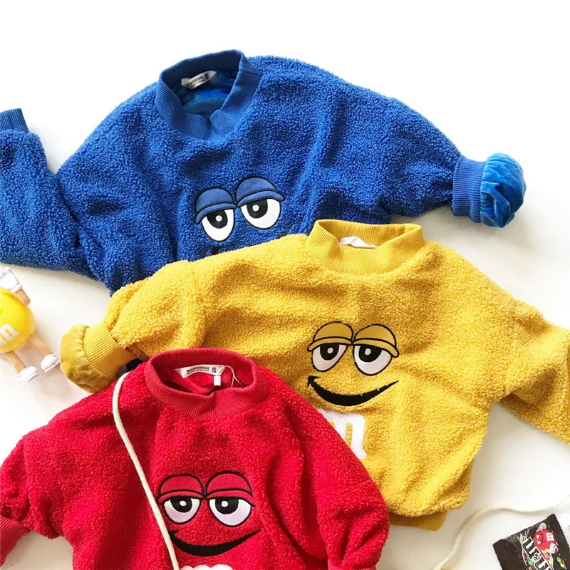 Tonytaobaby/ зимний стиль для мальчиков и девочек; Плюшевая и утолщенная Милая толстовка с круглым вырезом для маленьких девочек с сумкой