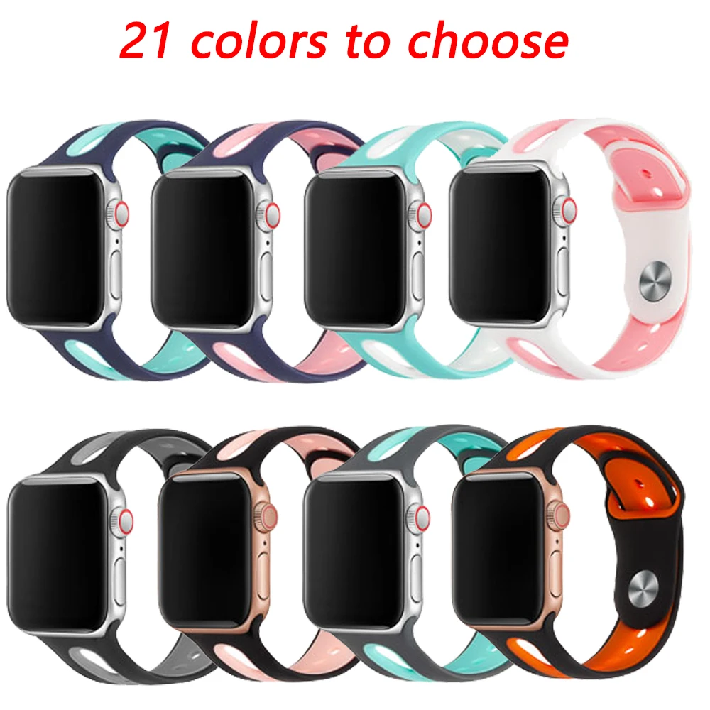 Ремешок для apple watch 5 4 3 2 iwatch ремешок 42 мм pulseira correa apple watch 44 мм 38 мм 40 мм модный силиконовый ремешок для часов браслет 44