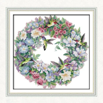 

The Art of Hummingbirds DIY Stamped Cross Stitch Kit DIY Needlework Wedding Christmas Gifts