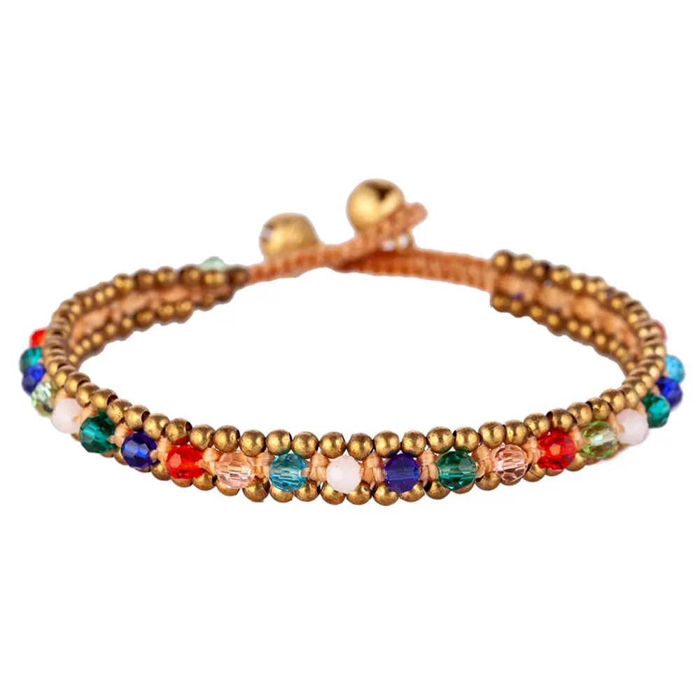 

Braided Wax Rope Handmade Stone Woven Chain Anklet For Women Ankle Bracelet enkelbandje