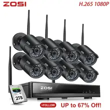ZOSI 8CH H.265 1080P HD Беспроводной Wi-Fi NVR Kit для дома и улицы Водонепроницаемый IP66 Ночное Видение безопасности IP Камера, Wi-Fi, CCTV, Системы