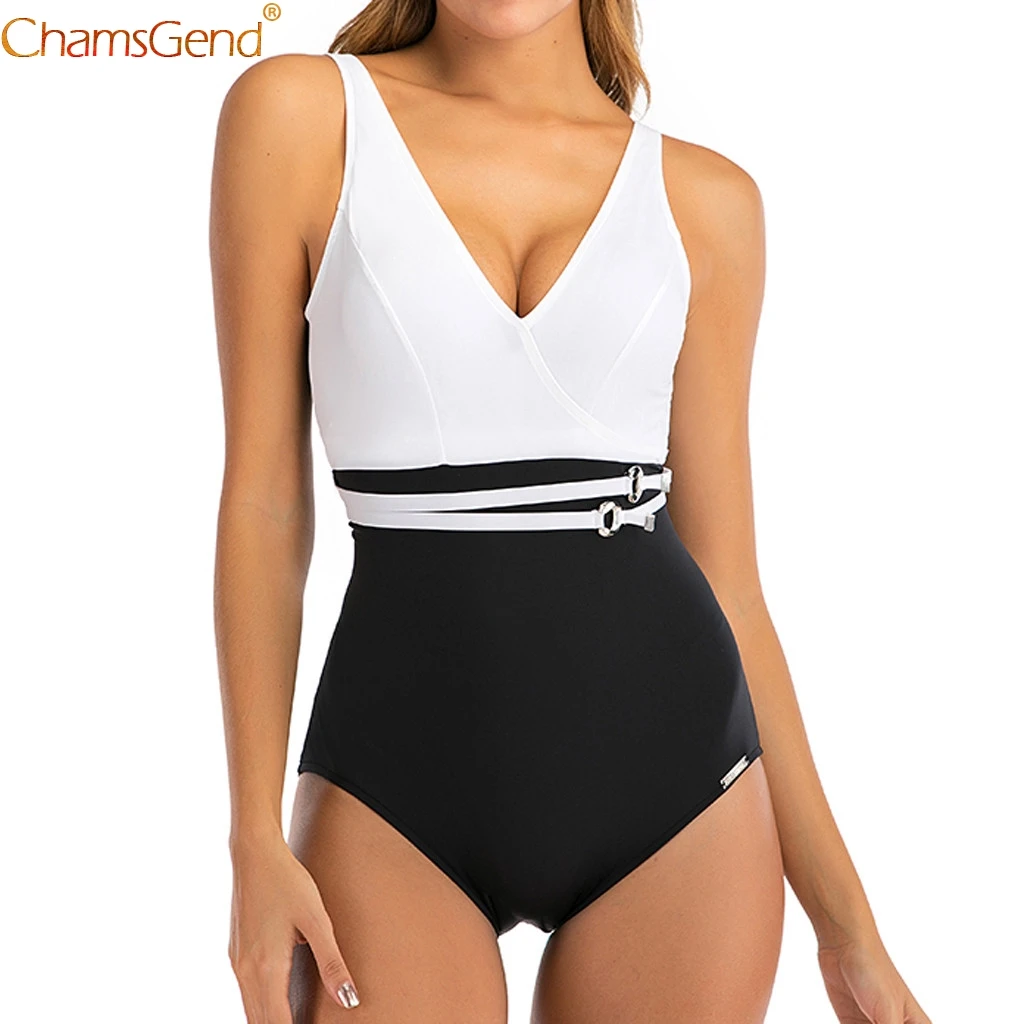 Женский купальник танкини wimwear черно белый костюм в стиле пэчворк с пуш ап и